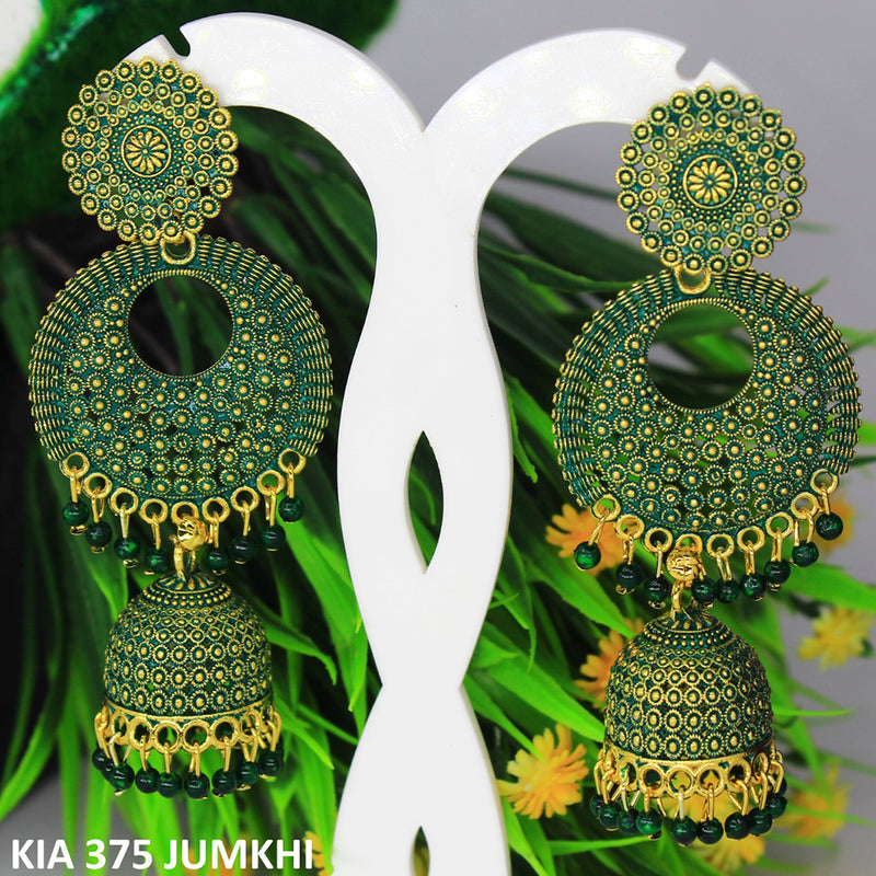 Mahavir Gold Plated Meenakari And Beads Jhumki Earrings