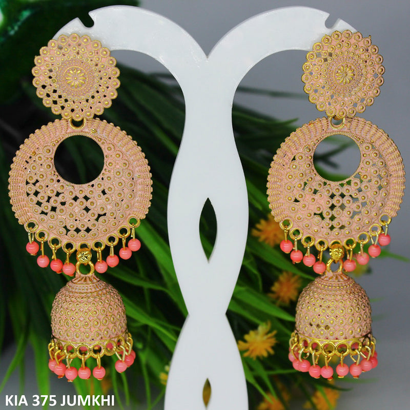 Mahavir Gold Plated Meenakari And Beads Jhumki Earrings