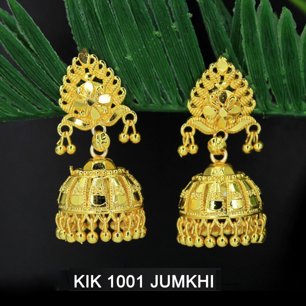 Mahavir Forming Gold Plated Jhumki Earrings  - KIK 1001 Jumkhi