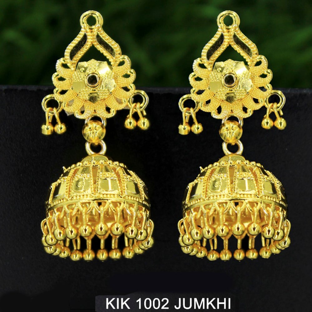 Mahavir Forming Gold Plated Jhumki Earrings  - KIK 1002 Jumkhi