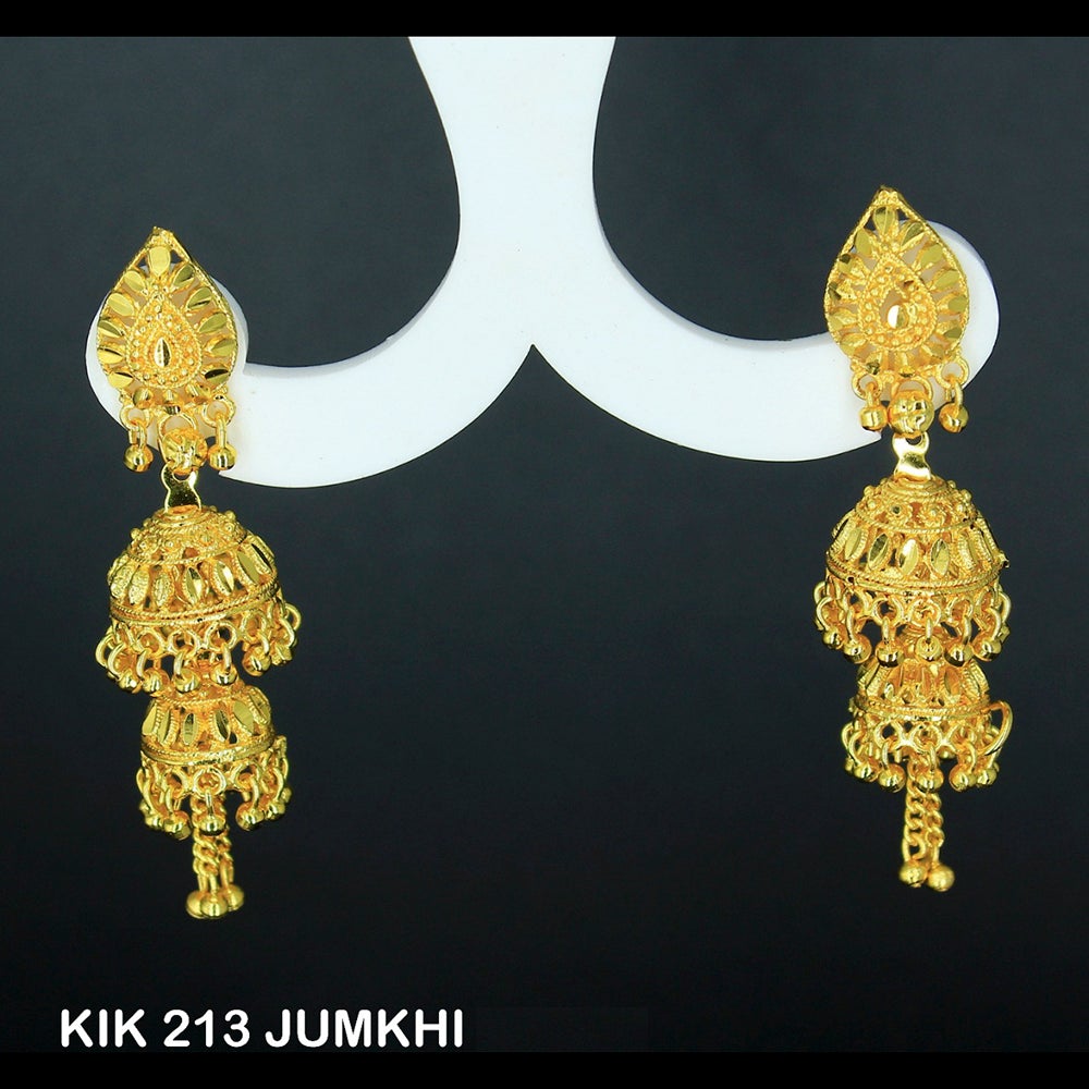 Mahavir Forming Gold Plated Jhumki Earrings  - KIK 213 Jumkhi