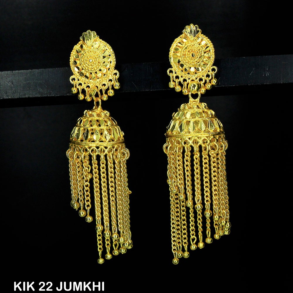 Mahavir Forming Gold Plated Jhumki Earrings  - KIK 22 Jumkhi