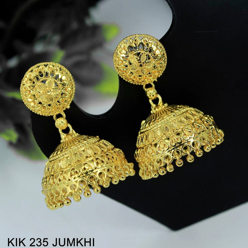 Indian 22K Gold Plated Bollywood 2″ Long CZ Stone Jhumka Earrings gnj920 –  Gems & Joys