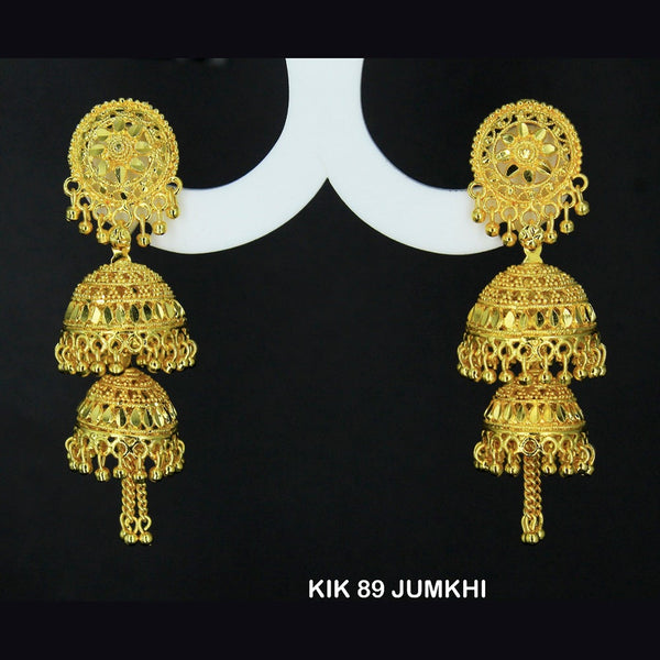 Mahavir Forming Gold Plated Jhumki Earrings  - KIK 89 Jumkhi