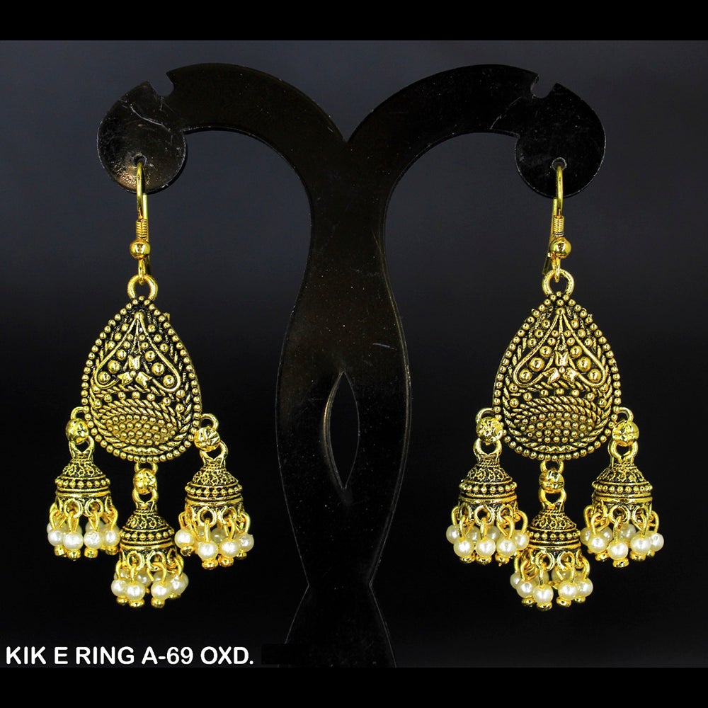 Mahavir Forming Gold Plated Jhumki Earrings  - KIK E Ring A-69 OXD