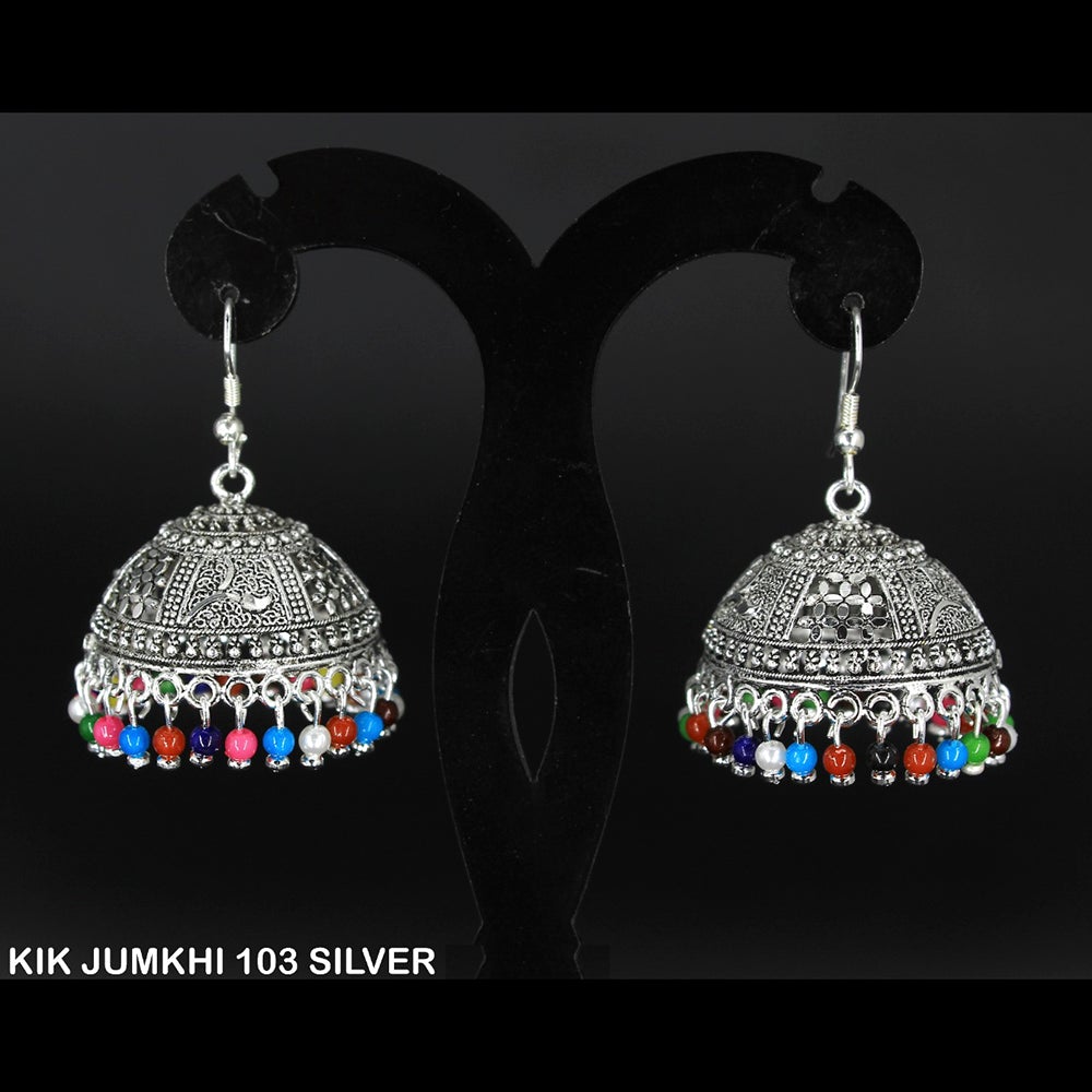 Mahavir Forming Silver Plated Jhumki Earrings  - KIK Jumkhi 103 Silver