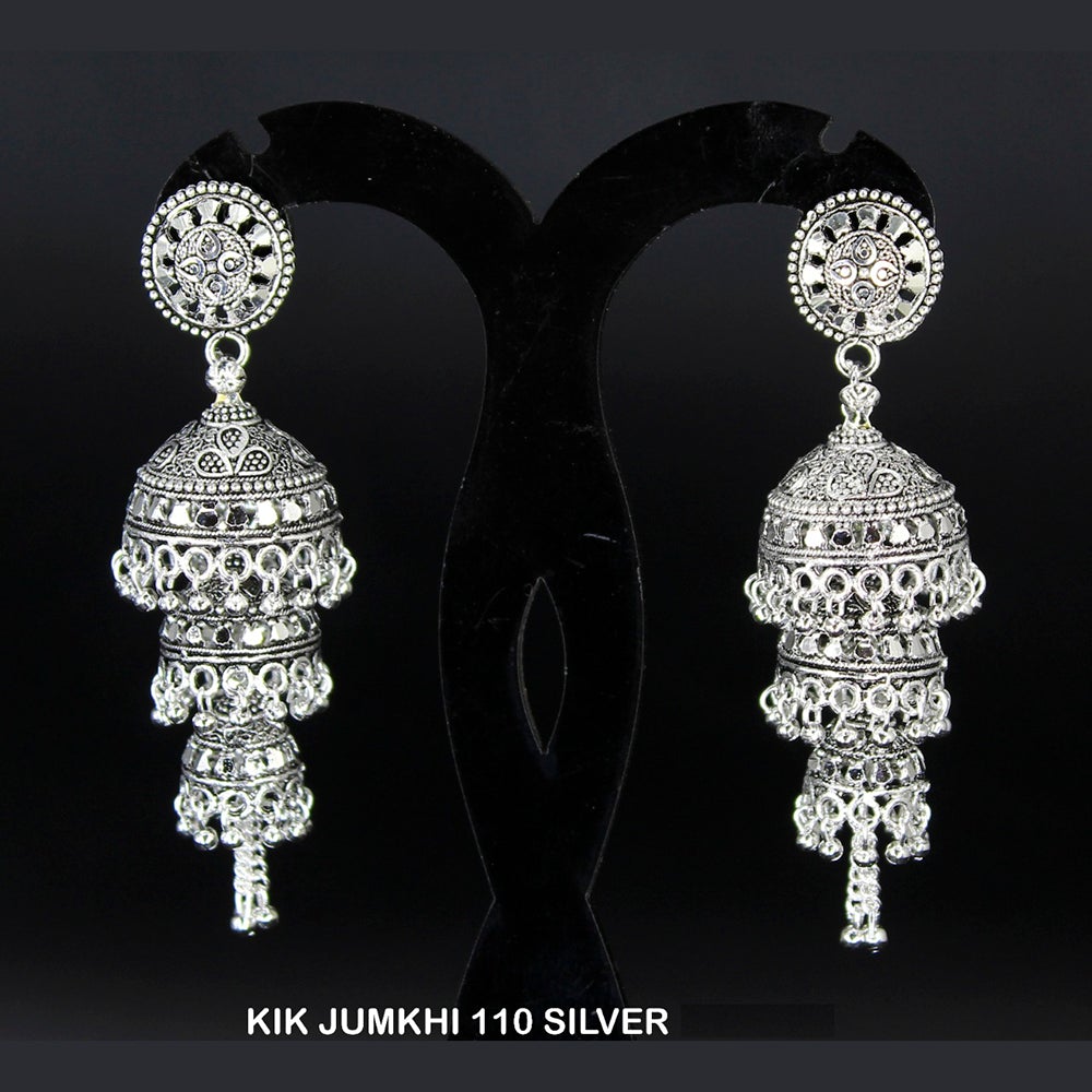 Mahavir Forming Silver Plated Jhumki Earrings  - KIK Jumkhi 110. Silver