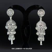 Mahavir Forming Silver Plated Jhumki Earrings  - KIK Jumkhi 110. Silver