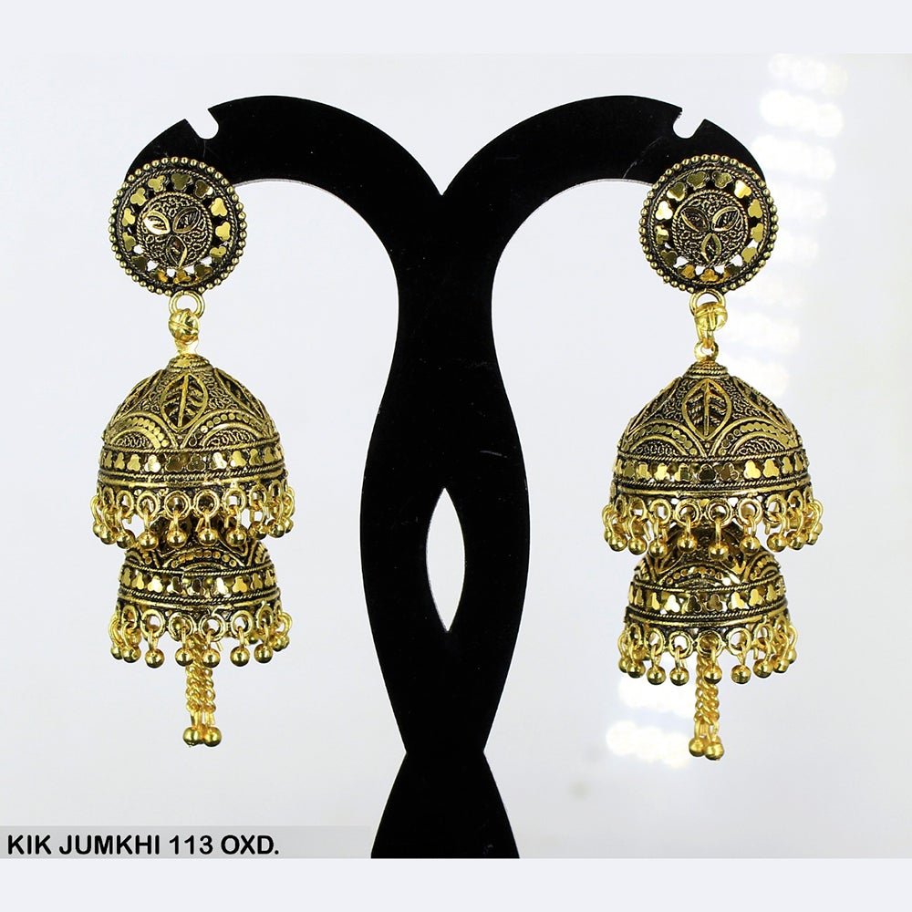 Mahavir Forming Gold Plated Jhumki Earrings  - KIK Jumkhi 113 OXD