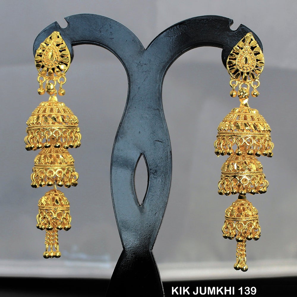 Mahavir Forming Gold Plated Jhumki Earrings  - KIK Jumkhi 139