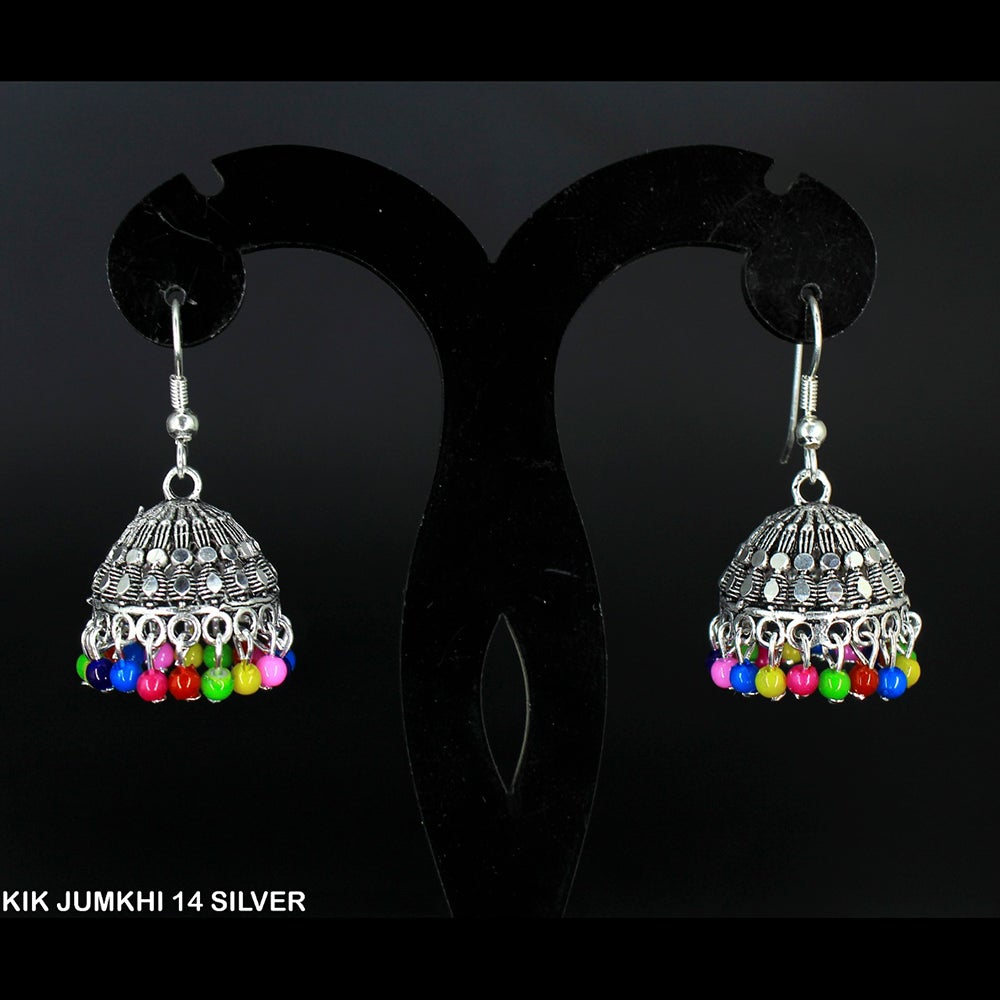 Mahavir Forming Silver Plated Jhumki Earrings  - KIK Jumkhi 14 Silver