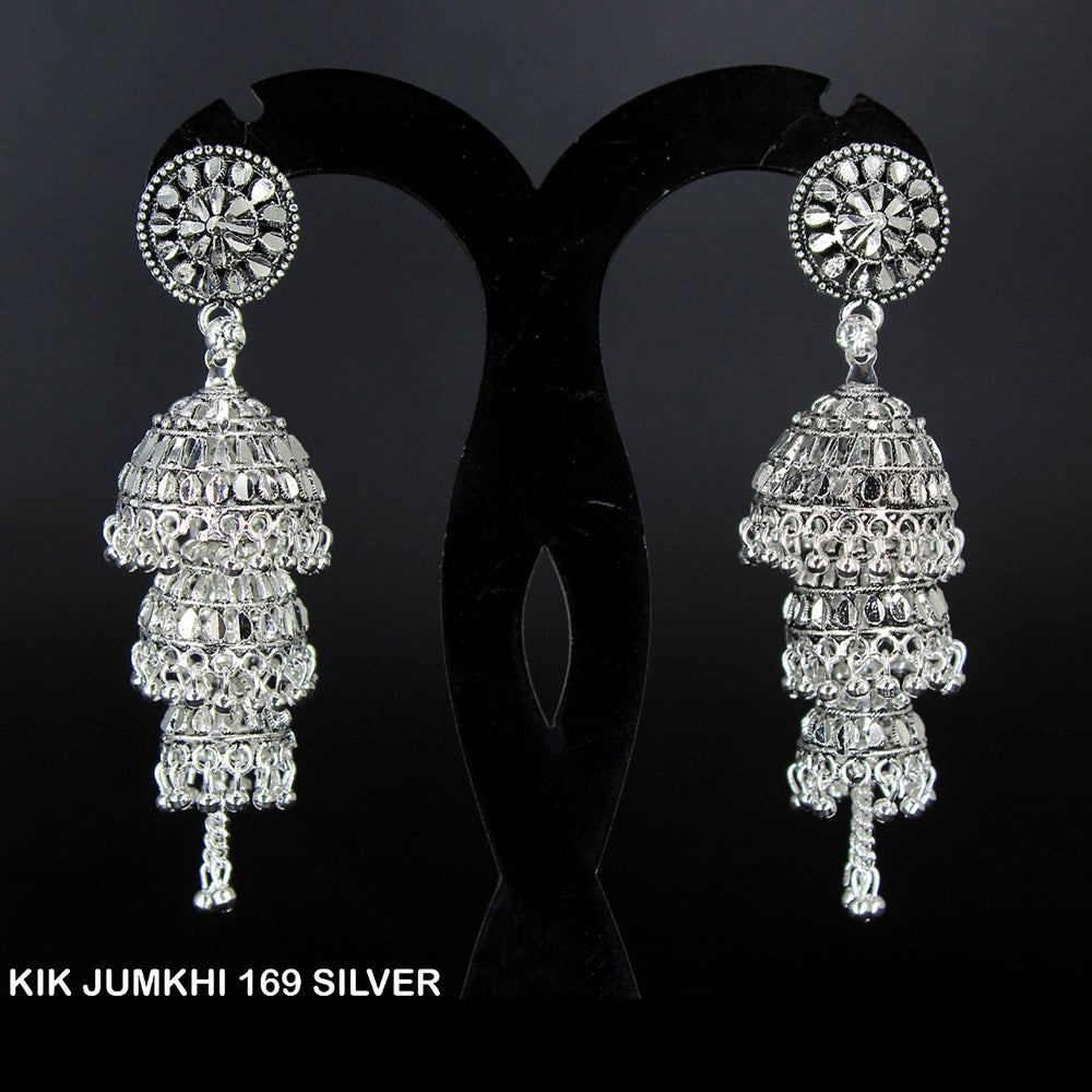 Mahavir Forming Silver Plated Jhumki Earrings  - KIK Jumkhi 169 Silver