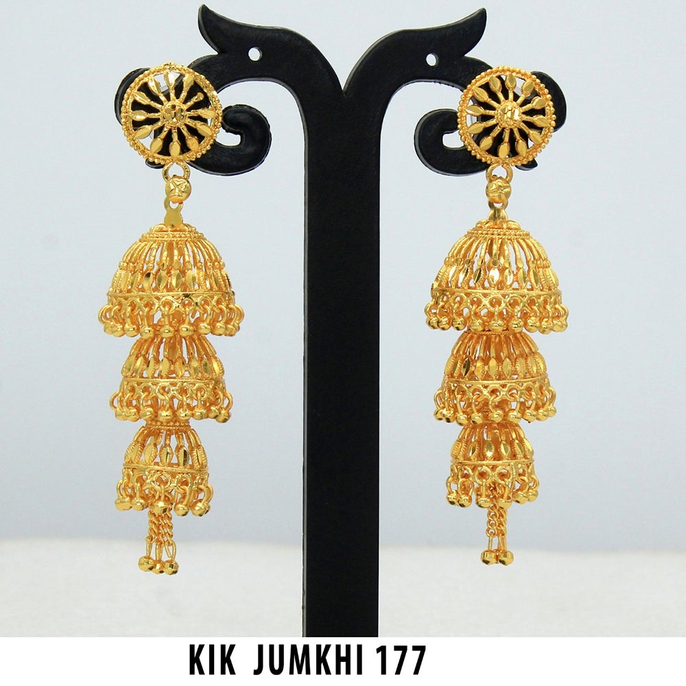 Mahavir Forming Gold Plated Jhumki Earrings  - KIK Jumkhi 177