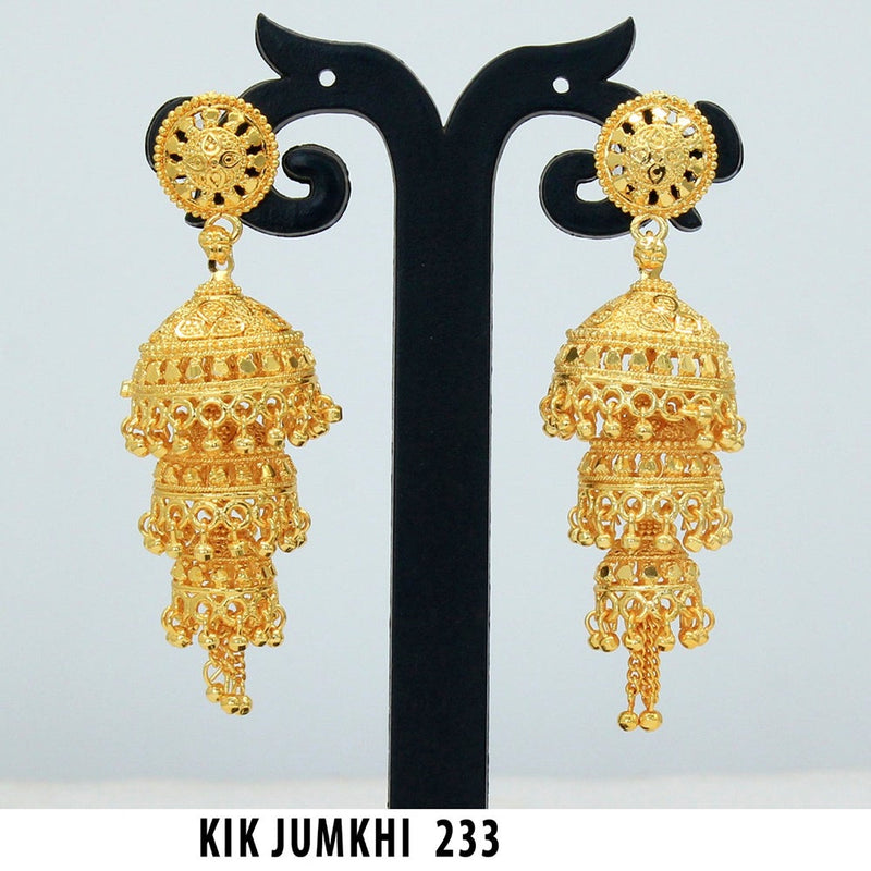 Mahavir Forming Gold Plated Jhumki Earrings  - KIK Jumkhi 233