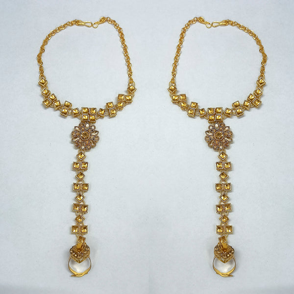 Kumavat Jewels Gold Plated Crystal & Austrian Stone Hand Panja