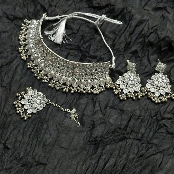 Kumavat Jewels Silver Plated Kundan Stone Necklace Set