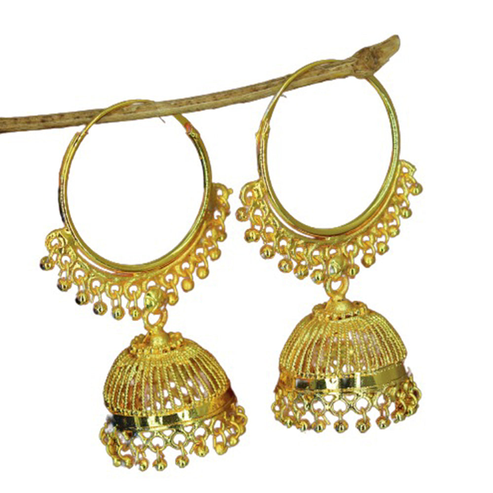 Mahavir Gold Plated Beads Jhumki Earrings