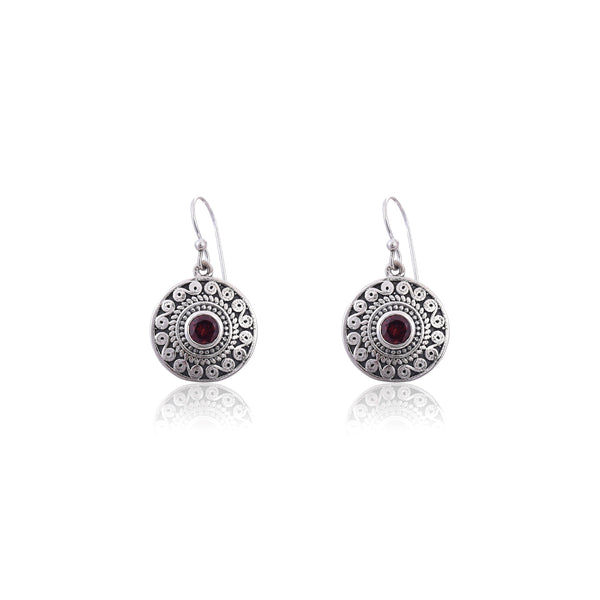 Silver Mountain 925 Silver Garnet Earring