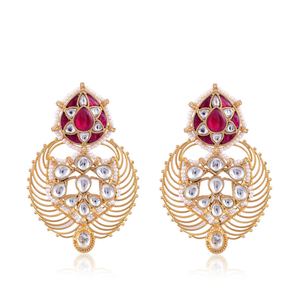 Silver Mountain Silver gold plated Kundan Pearl Earring