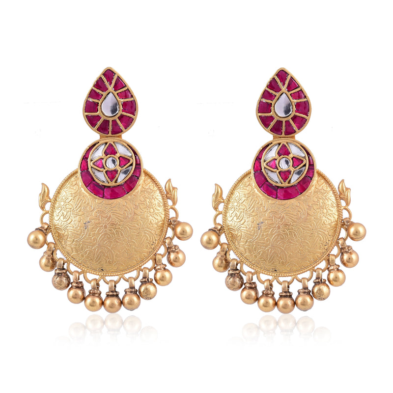 Silver Mountain Silver gold plated Kundan work earring