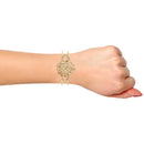 Kord Store Designer Flower Design Lct Stone Gold Plated Openable Bracelet For Women  - KSBRC40009