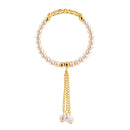 Kord Store Fancy Designer White Stone & Pearl Gold Plated Openable Bracelet For Women  - KSBRC40016