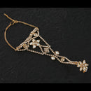 Kord Store Flower Design Ad Stone Gold Plated Hathphool For Women  - KSBRC40021