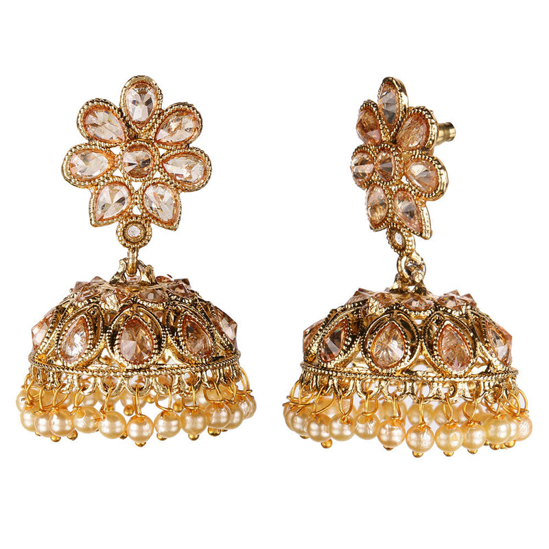 Kord Store Good-Looking Flower Pearl Gold Plated Jhumki Earring For Women  - KSEAR70044