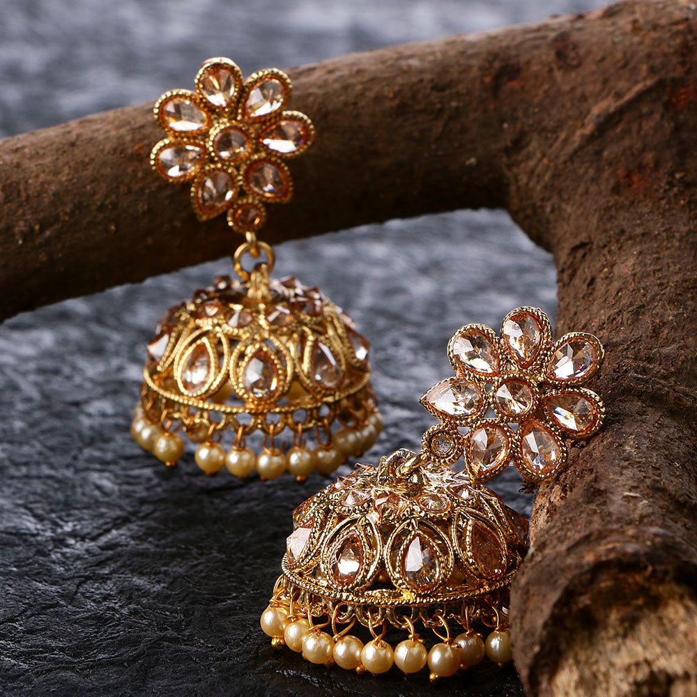 Kord Store Good-Looking Flower Pearl Gold Plated Jhumki Earring For Women  - KSEAR70044