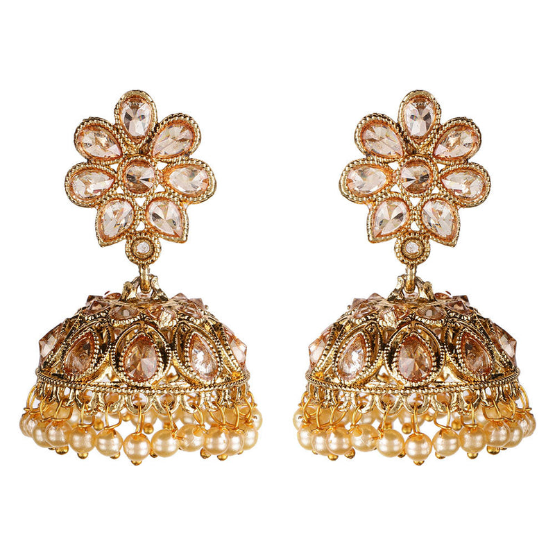 Kord Store Good-Looking Flower Pearl Gold Plated Jhumki Earring For Women  - KSEAR70044