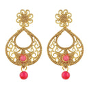 Kord Store Glamorous Pear Shape White Stone Gold Plated Chand Bali Earring For Women - KSEAR70133
