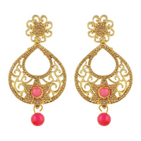 Kord Store Glamorous Pear Shape White Stone Gold Plated Chand Bali Earring For Women - KSEAR70133