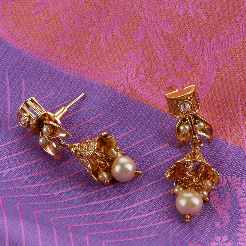 Stylish & New Design 5 Layer Latkan Earring For Girls and Women.(Peach  color)