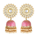 Kord Store Dazzling Round Shape Meenakari Work Gold Plated Jhumki Earring For Women  - KSEAR70185