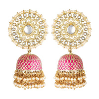Kord Store Dazzling Round Shape Meenakari Work Gold Plated Jhumki Earring For Women  - KSEAR70185