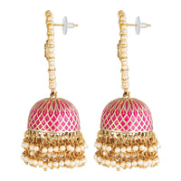 Kord Store Dazzling Round Shape Meenakari Work Gold Plated Jhumki Earring For Women  - KSEAR70185