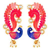 Kord Store Modish Peacock Meenakari Work Gold Plated Drop Earring For Women - KSEAR70228