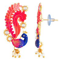 Kord Store Modish Peacock Meenakari Work Gold Plated Drop Earring For Women - KSEAR70228