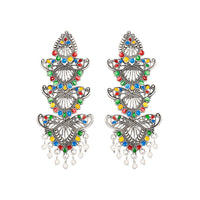 Kord Store Delightful Alloy Silver Plated Meena Work Dangle Earring For Women & Girls - KSEAR70247