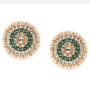 Kord Store Modern Alloy Gold Plated Meena Work Chand Shape Stud Earring For Women & Girls  - KSEAR70279