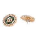 Kord Store Modern Alloy Gold Plated Meena Work Chand Shape Stud Earring For Women & Girls  - KSEAR70279