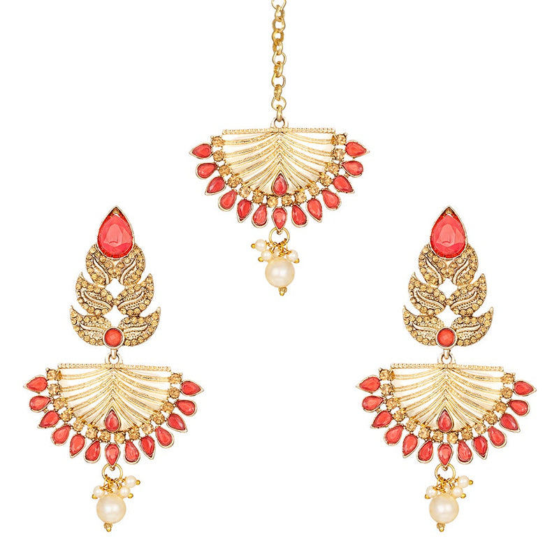 Buy Women Gold Finish Kundan And Blush Bead Dangler Jhumka Earrings -  Festive Favorites - Indya