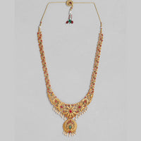 Kord Store Traditional Gold plated Ruby Green Necklace With Kamarbandh Combo Jewellery Set For Girls and Women