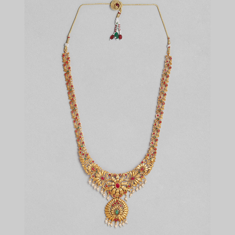 Kord Store Traditional Gold plated Ruby Green Necklace With Kamarbandh Combo Jewellery Set For Girls and Women