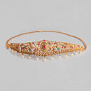Kord Store South Indian Gold plated Ruby and Pearl Kamarbandh For Girls and Women