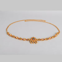 Kord Store New Design Traditional Gold plated Ruby and White Stone Kamarbandh For Girls and Women