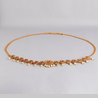 Kord Store Traditional Gold plated Ruby and Pearl Kamarbandh For Girls and Women