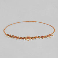 Kord Store Traditional Gold plated Ruby and Pearl Kamarbandh For Girls and Women