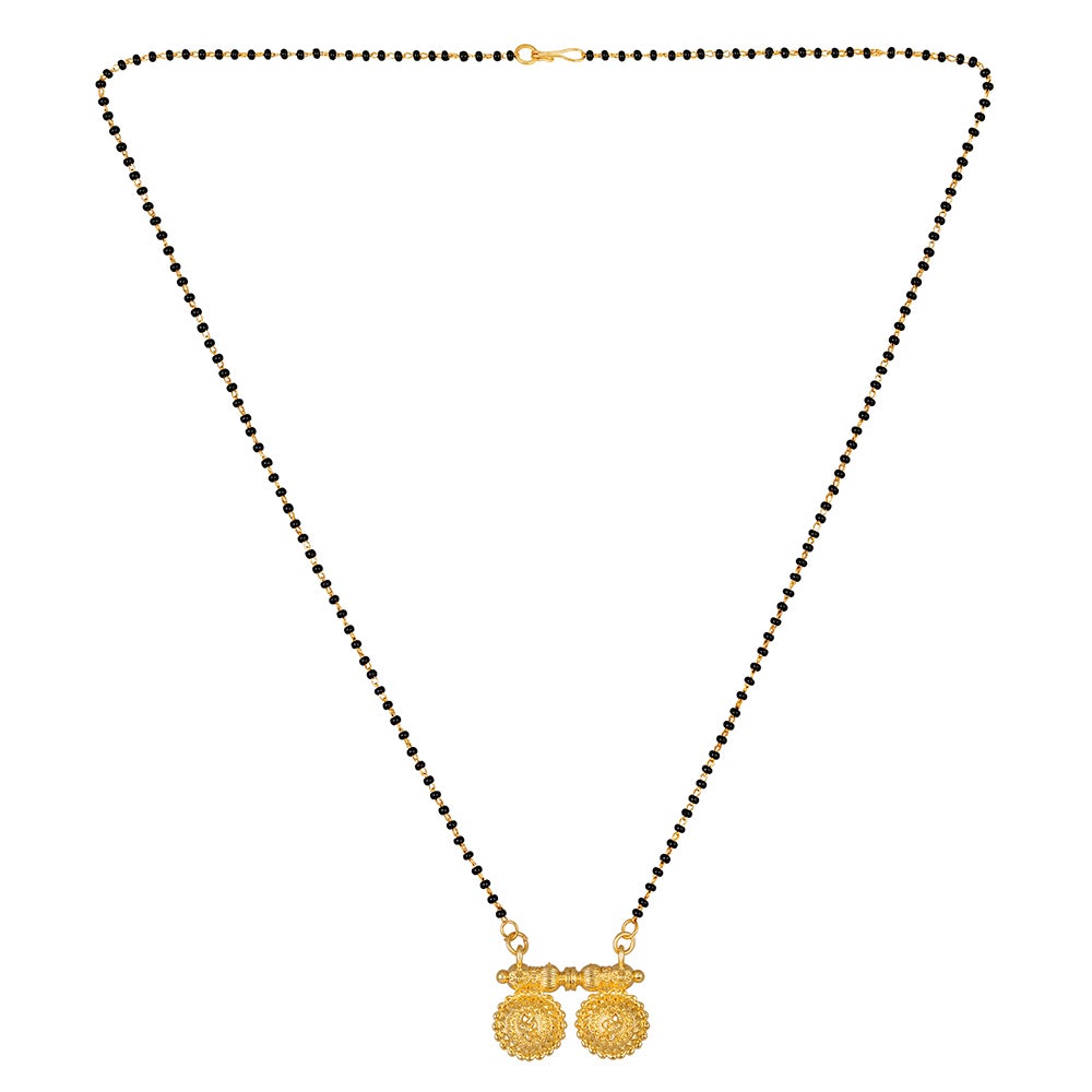 Kord Store Stylish Jewellery Mangalsutra Traditional Wedding Jewellery (22 Inch) "Vati" Pendent Designer Jewellery/Black Mani Mala Set/Back Lock For Women  - KSM90010