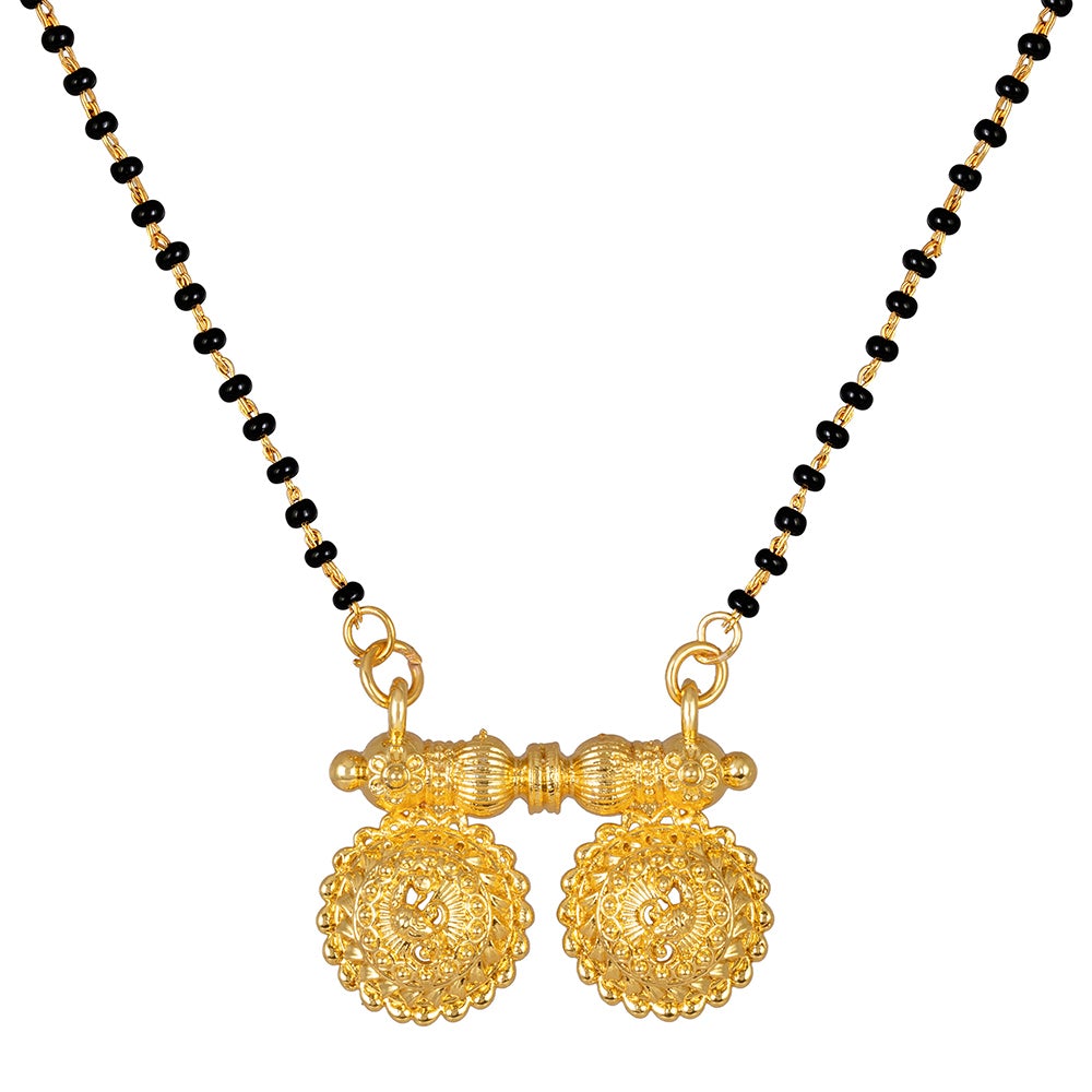 Kord Store Stylish Jewellery Mangalsutra Traditional Wedding Jewellery (22 Inch) "Vati" Pendent Designer Jewellery/Black Mani Mala Set/Back Lock For Women  - KSM90010